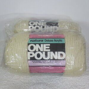 Caron Yarn Lot of 2 Cream 4 Ply Natura Deluxe Acrylic 454 Grams/16 Ounce Skeins